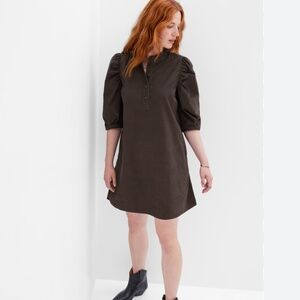 GAP Chocolate Brown Puff Sleeve Pinwale Corduroy Mini Shift Dress - Size XL
